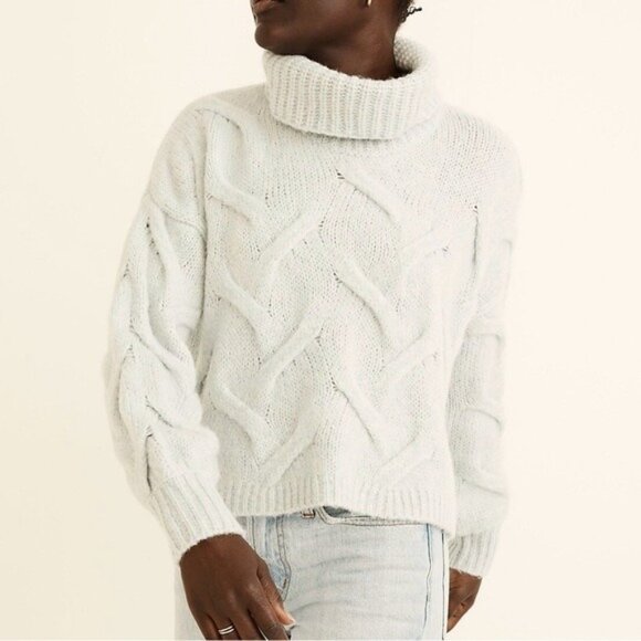 Madewell Somervell Modern Cable Turtleneck‎ Wool Blend Cream Sweater Sz Medium - Picture 1 of 8